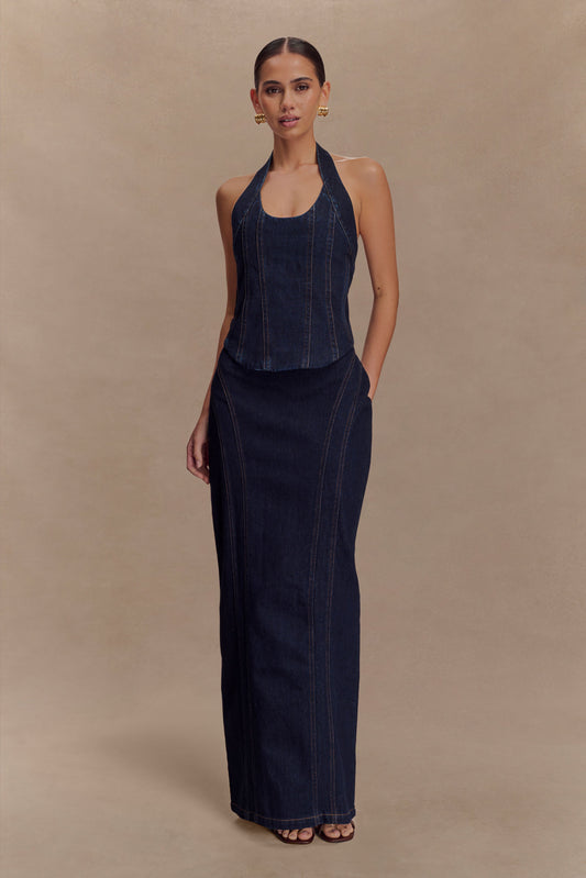 Jupe Maxi en Denim Alma - Bleu Indigo