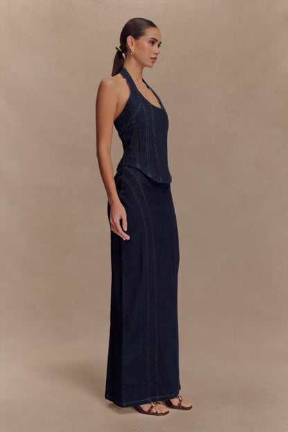 Jupe Maxi en Denim Alma - Bleu Indigo