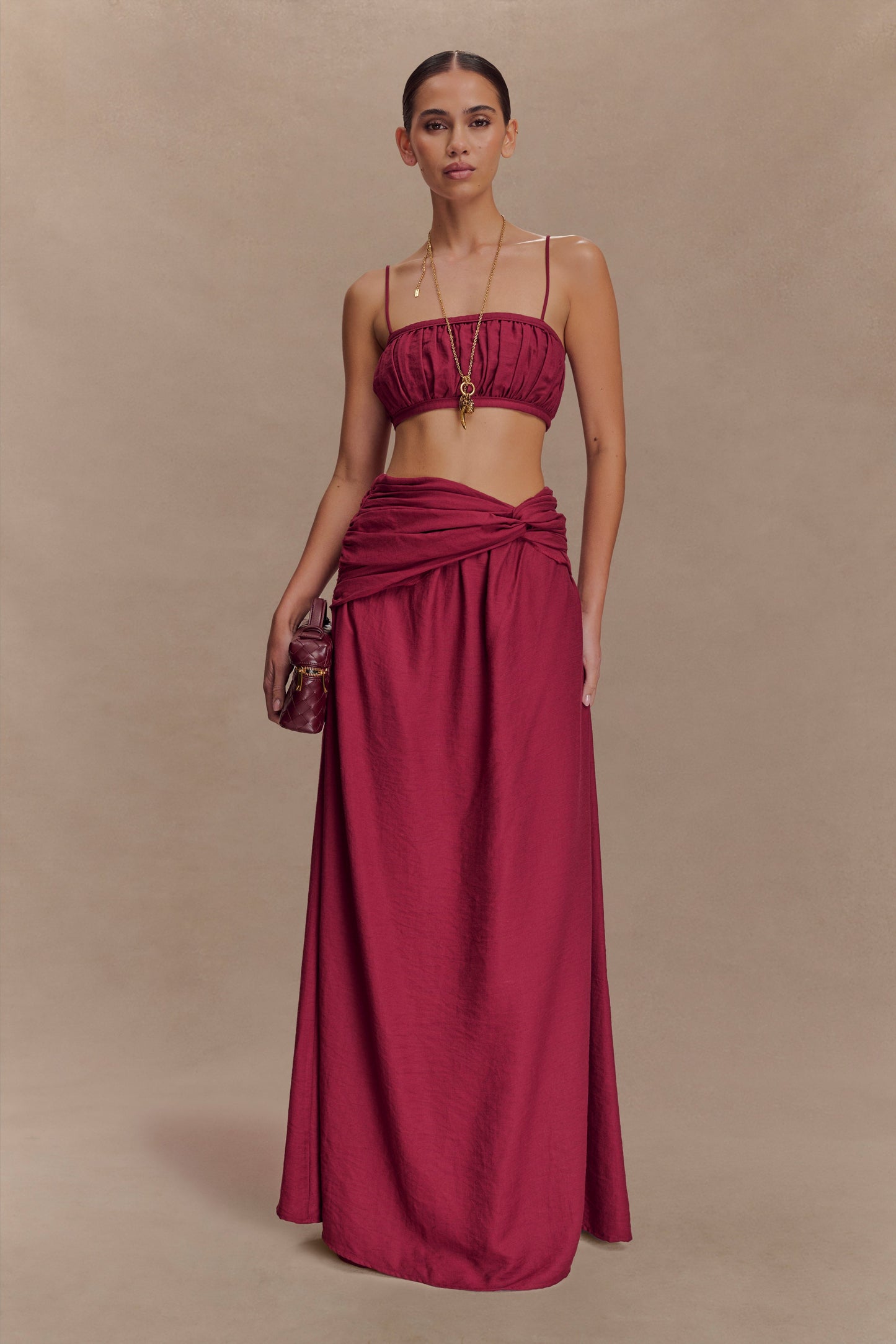 Bandeau en lin à volants Scottie - Vin rouge