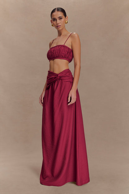 Bandeau en lin à volants Scottie - Vin rouge