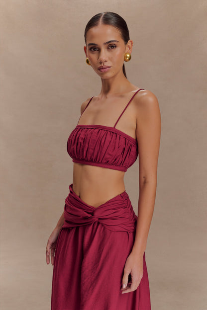 Bandeau en lin à volants Scottie - Vin rouge