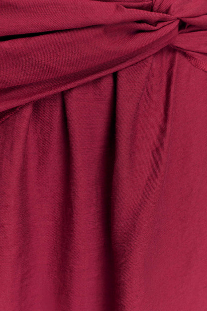 Jupe Maxi en Lin à Nœud et Plis Scottie - Vin Rouge