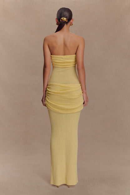 Robe Maxi en Tricot Sans Bretelles Elora - Citron