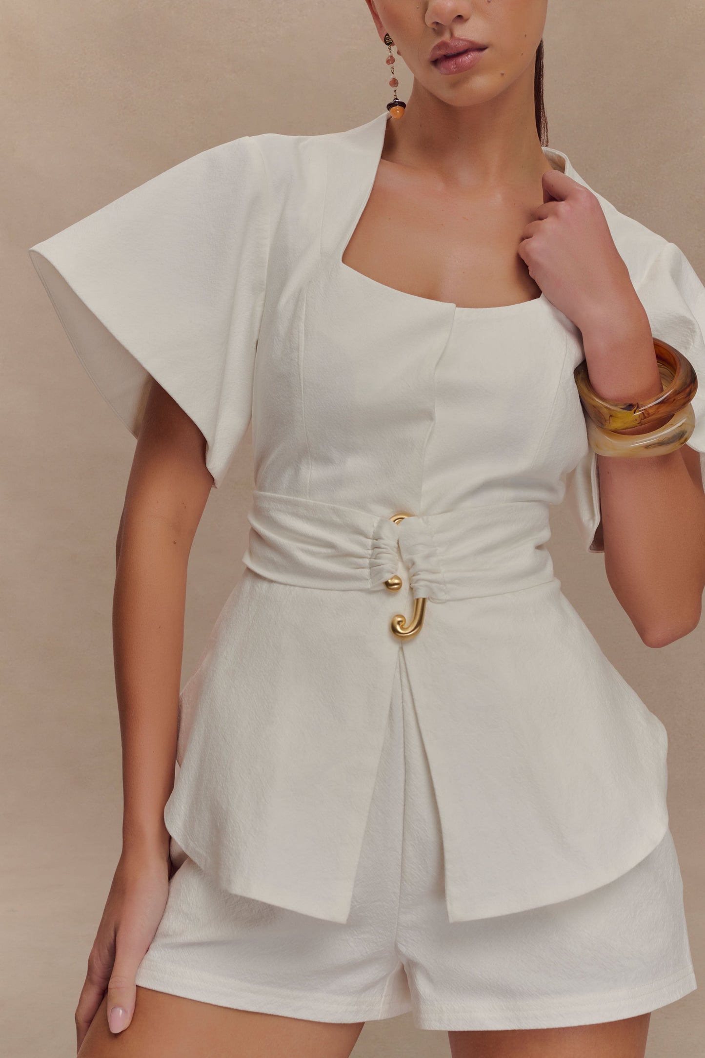 Haut à manches courtes en coton Liberty - Blanc