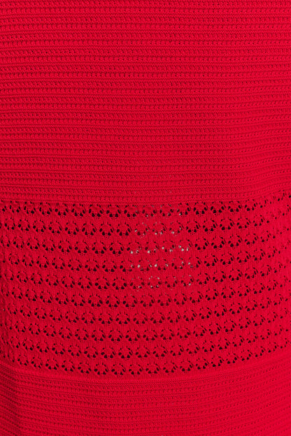 Jupe mi-longue en tricot à volants Madeline - Rouge