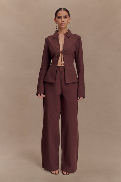 Pantalon large en coton Janayia - Espresso foncé
