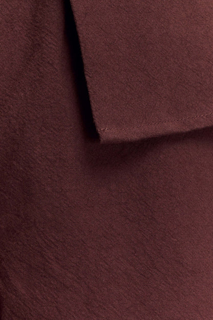 Chemise à col enroulable Annalee en coton avec perles - Espresso foncé