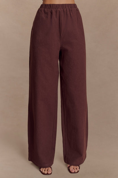 Pantalon large en coton Janayia - Espresso foncé