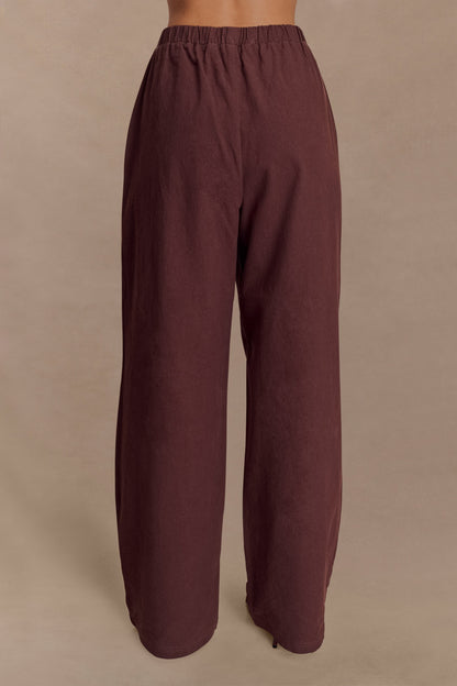 Pantalon large en coton Janayia - Espresso foncé
