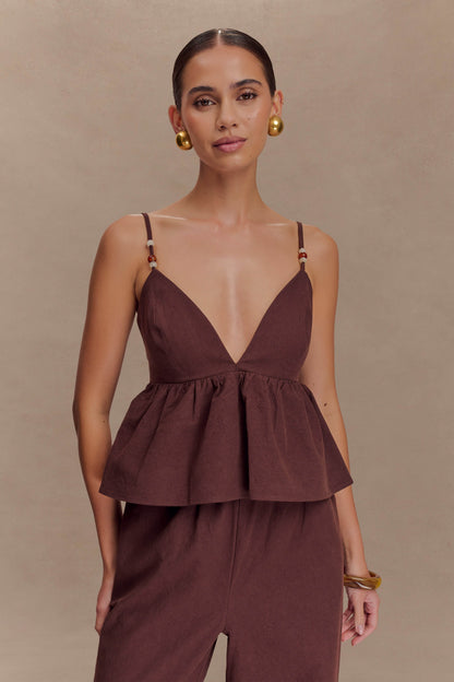 Haut en coton et perles Janayia - Espresso foncé