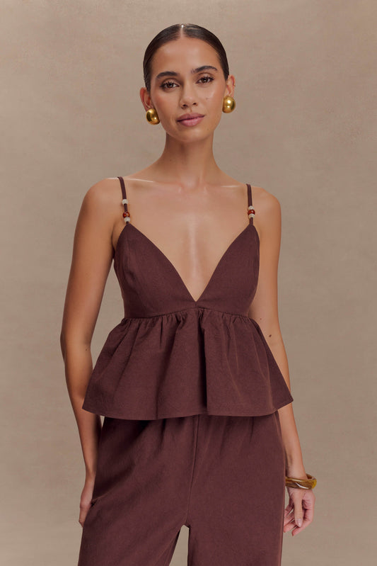 Haut en coton et perles Janayia - Espresso foncé