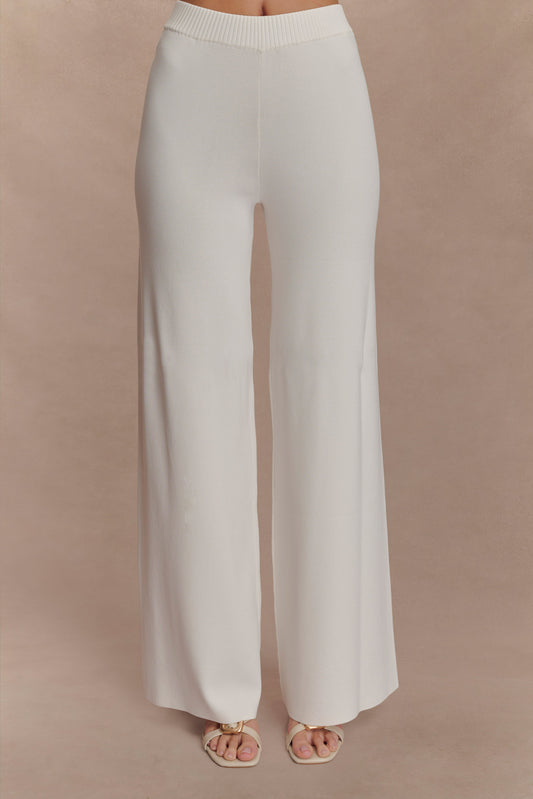 Pantalon en Tricot à Pieds Large Fabiana - Blanc