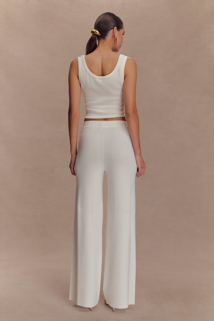 Pantalon en Tricot à Pieds Large Fabiana - Blanc
