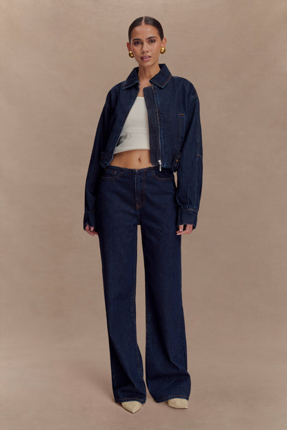 Veste en jean courte Fallon - Bleu indigo