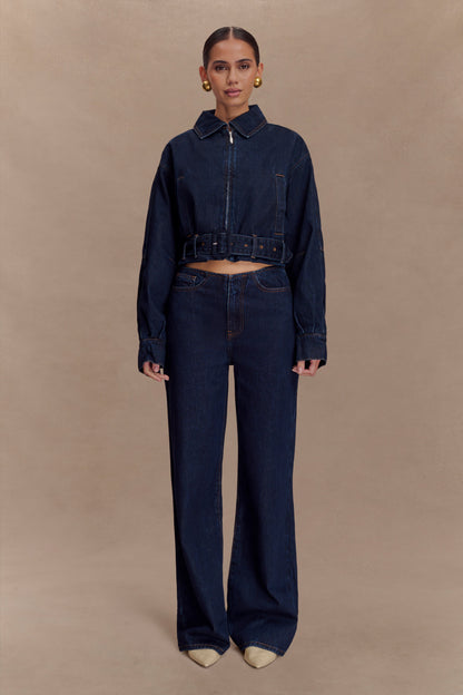 Veste en jean courte Fallon - Bleu indigo