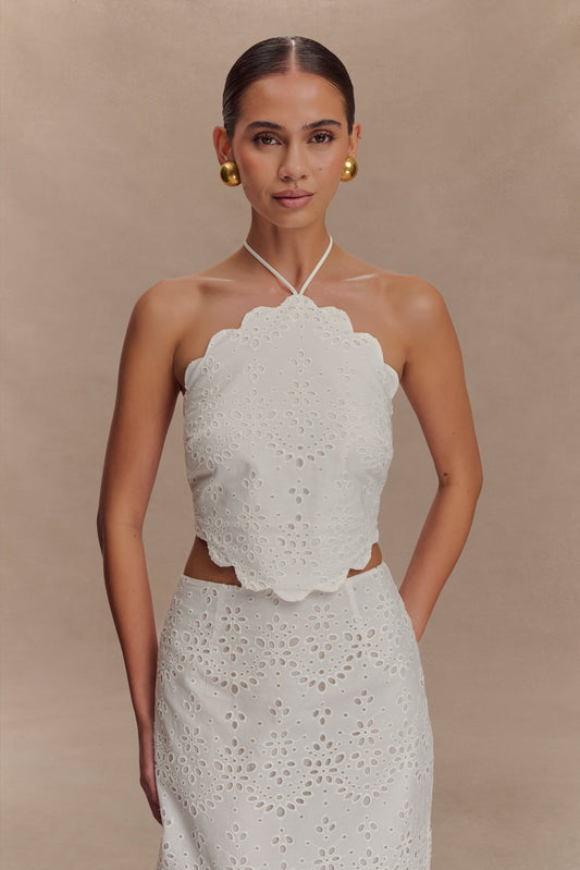 Halter brodé Kensley - Blanc