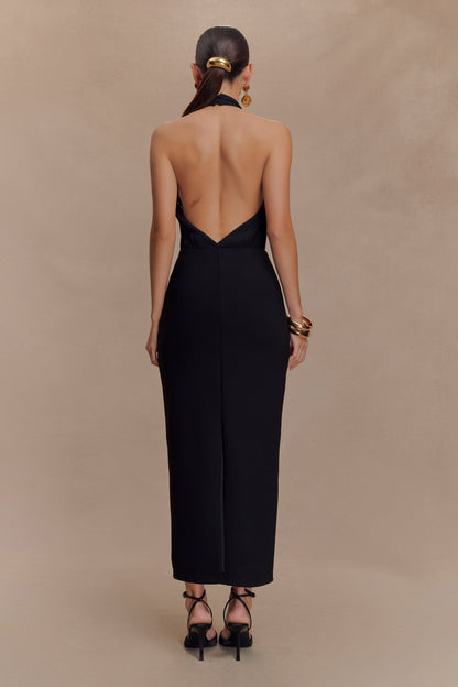 Robe midi à col montant Mierah - Noir