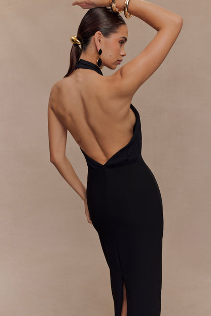 Robe midi à col montant Mierah - Noir
