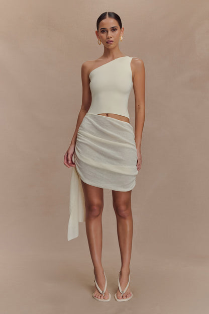 Mini-robe en jersey avec jupe fluide Cali - Ivoire