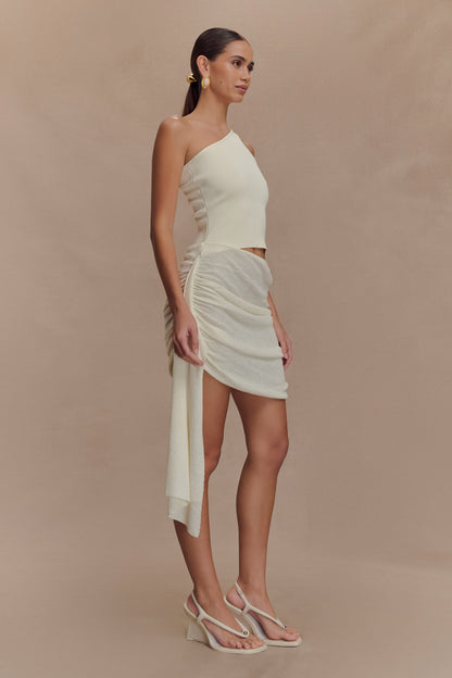 Mini-robe en jersey avec jupe fluide Cali - Ivoire