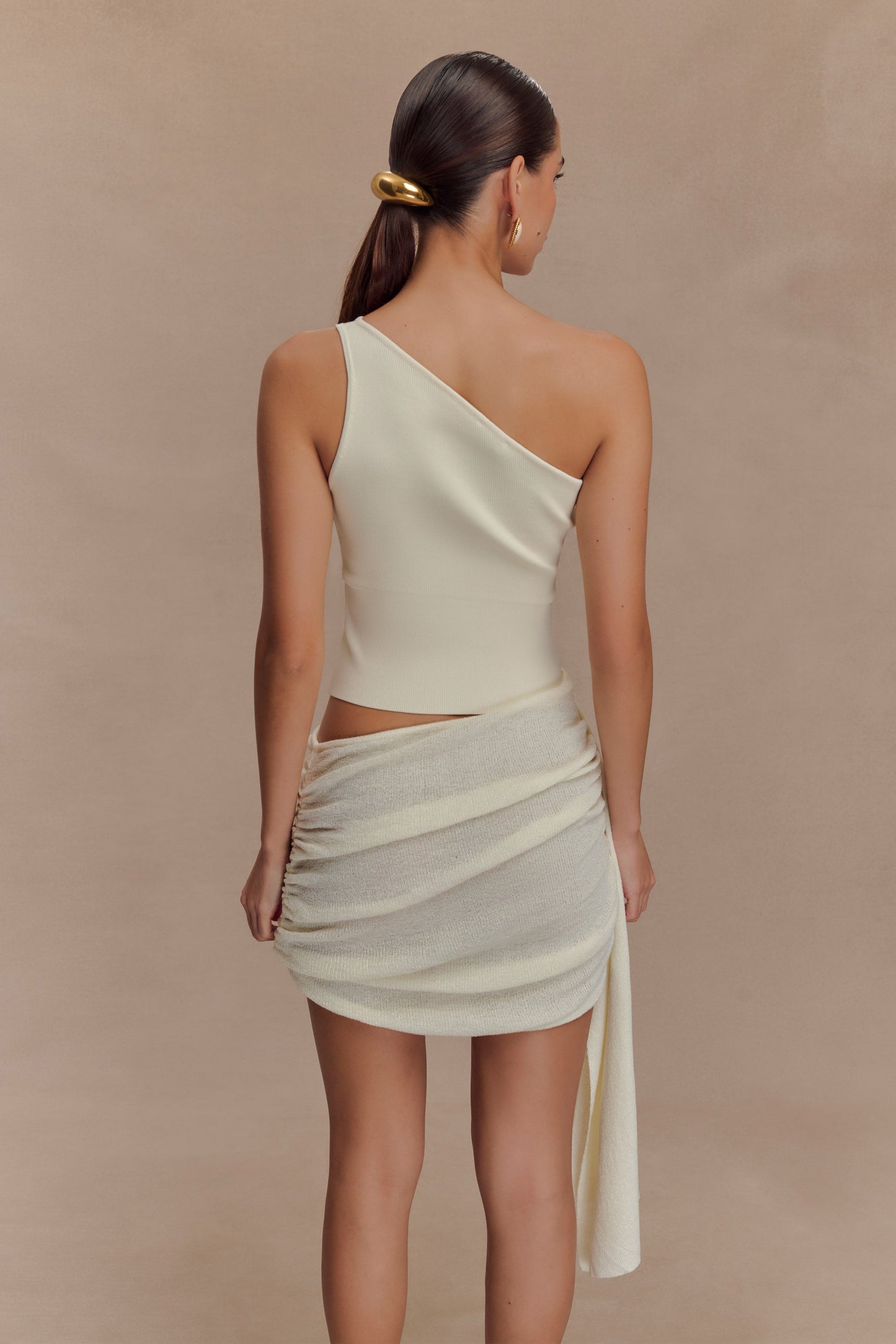Mini-robe en jersey avec jupe fluide Cali - Ivoire