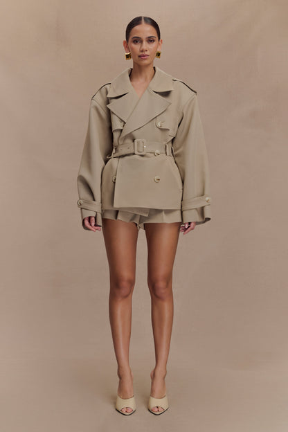 Veste trench courte Alden - Gris perle