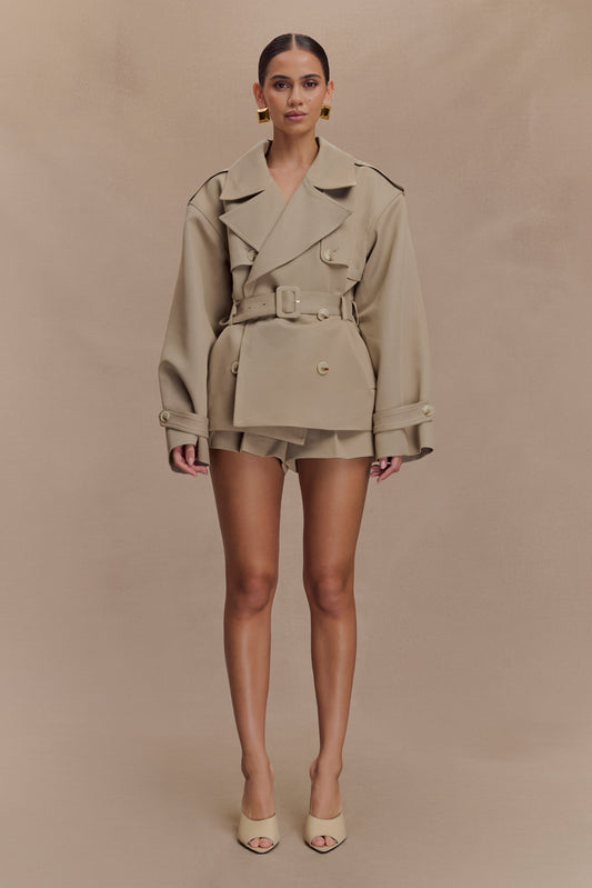 Veste trench courte Alden - Gris perle