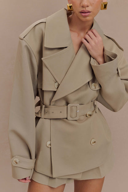 Veste trench courte Alden - Gris perle