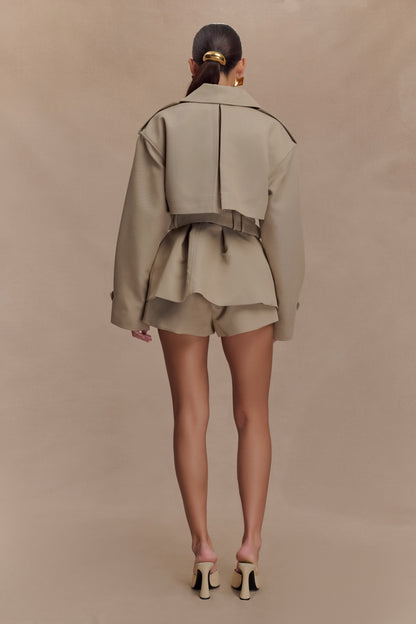 Veste trench courte Alden - Gris perle