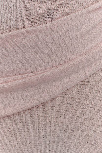 Robe Maxi Tricotée à Épaule Découverte Alexius - Rose Poussière
