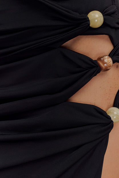 Robe Maxi Perlée Kaiden - Noire