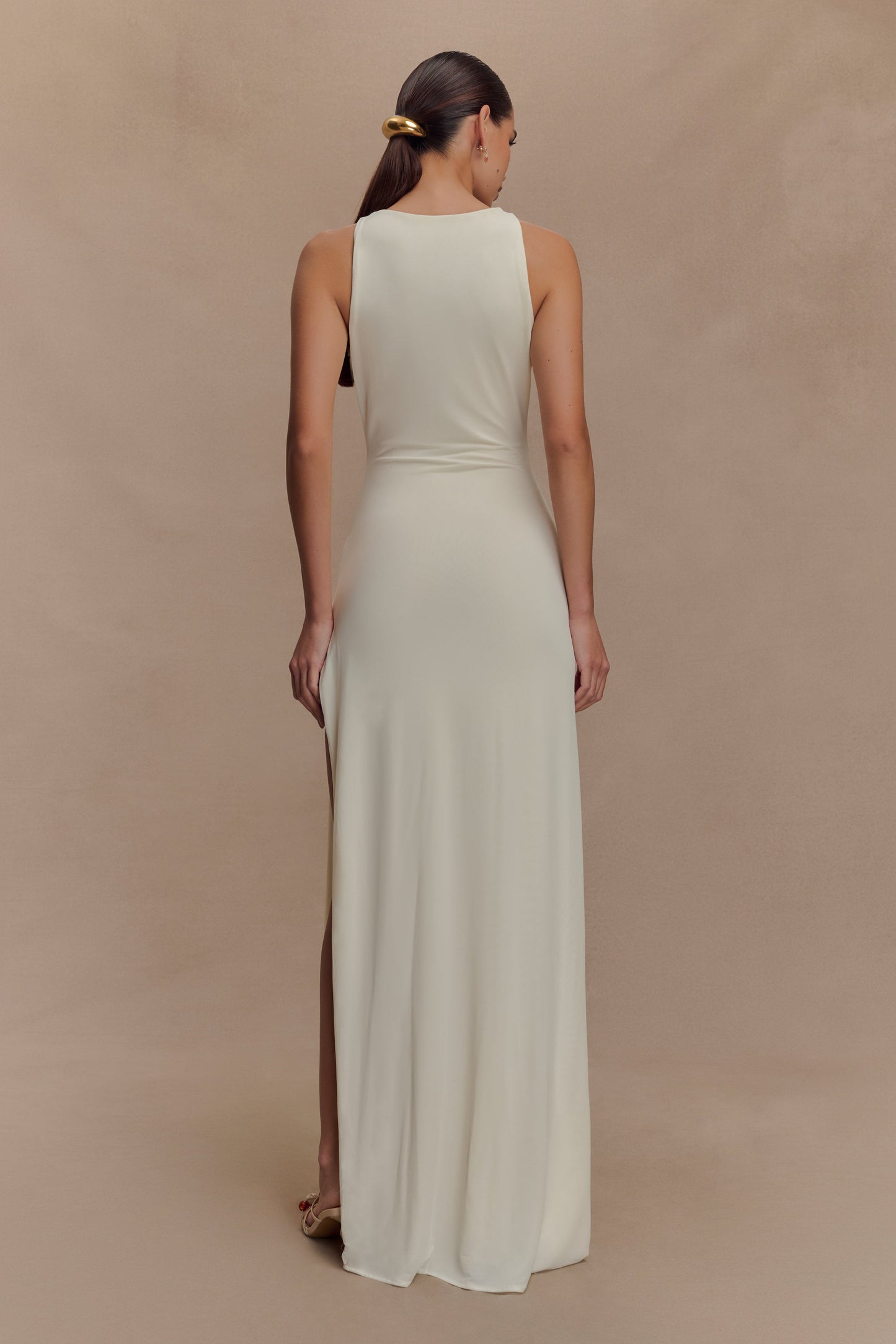 Robe Maxi Kaiden en Satin Perlé - Ivoire