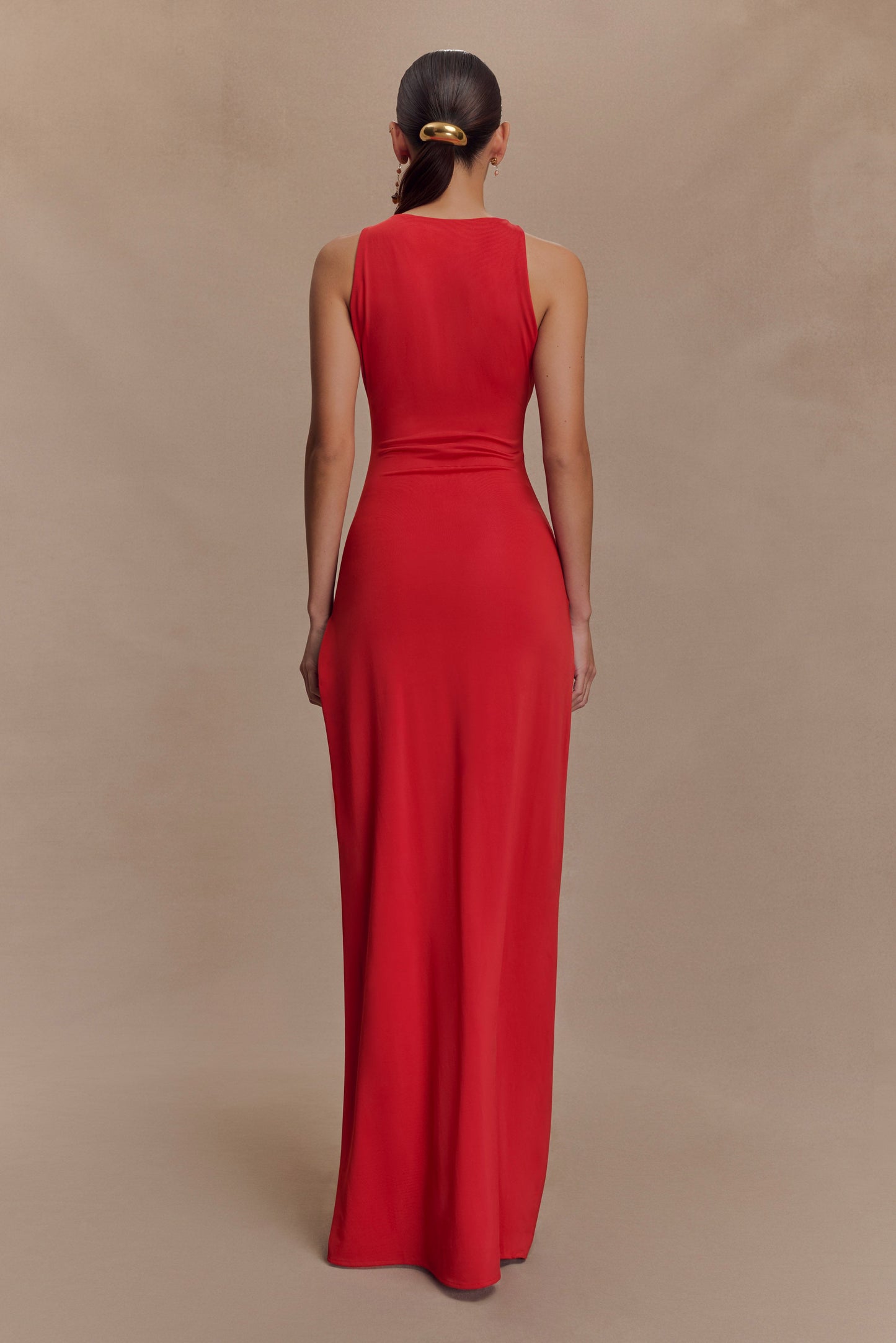 Robe maxi Kaiden en jersey fluide avec perles - Rouge désert
