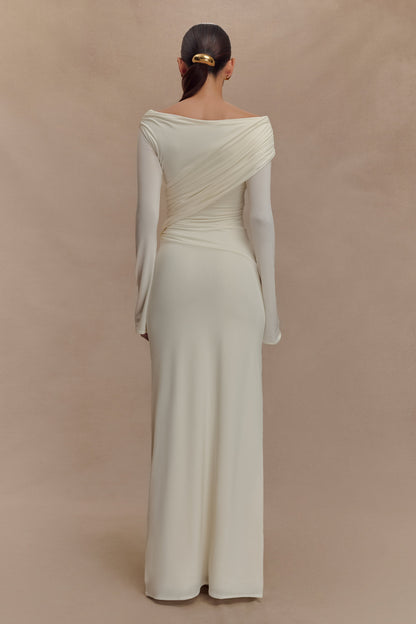 Therese Off Shoulder Ruched Maxi Dress - Ivory