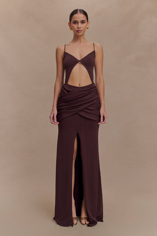 Robe Maxi En Tricot À Envelopper Reama - Chocolat