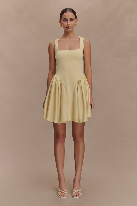 Mini-robe en jersey scuba Sharon - Citron pastel