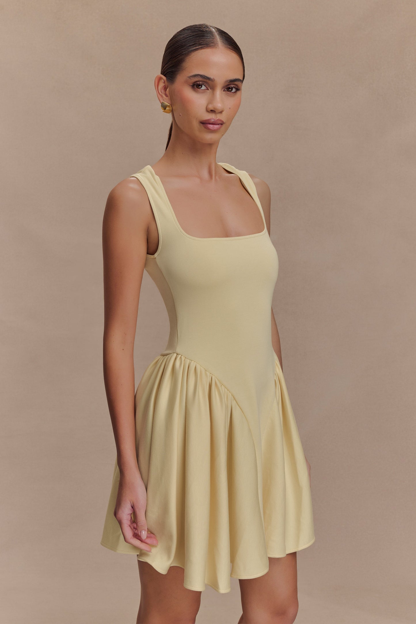 Mini-robe en jersey scuba Sharon - Citron pastel