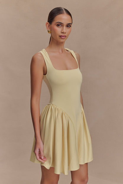 Mini-robe en jersey scuba Sharon - Citron pastel