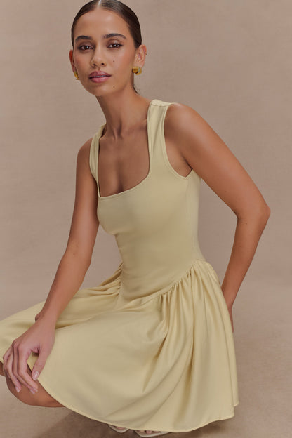 Mini-robe en jersey scuba Sharon - Citron pastel