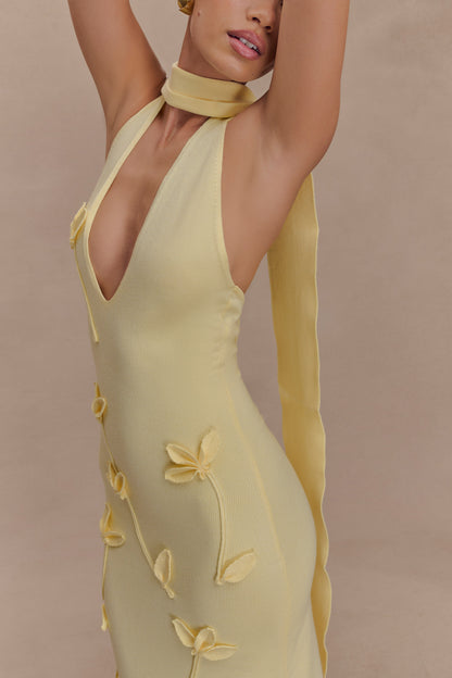Robe midi en jersey floral Wynn - Citron