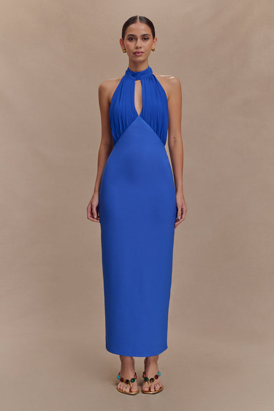 Robe midi Mierah à décolleté halter - Bleu cobalt