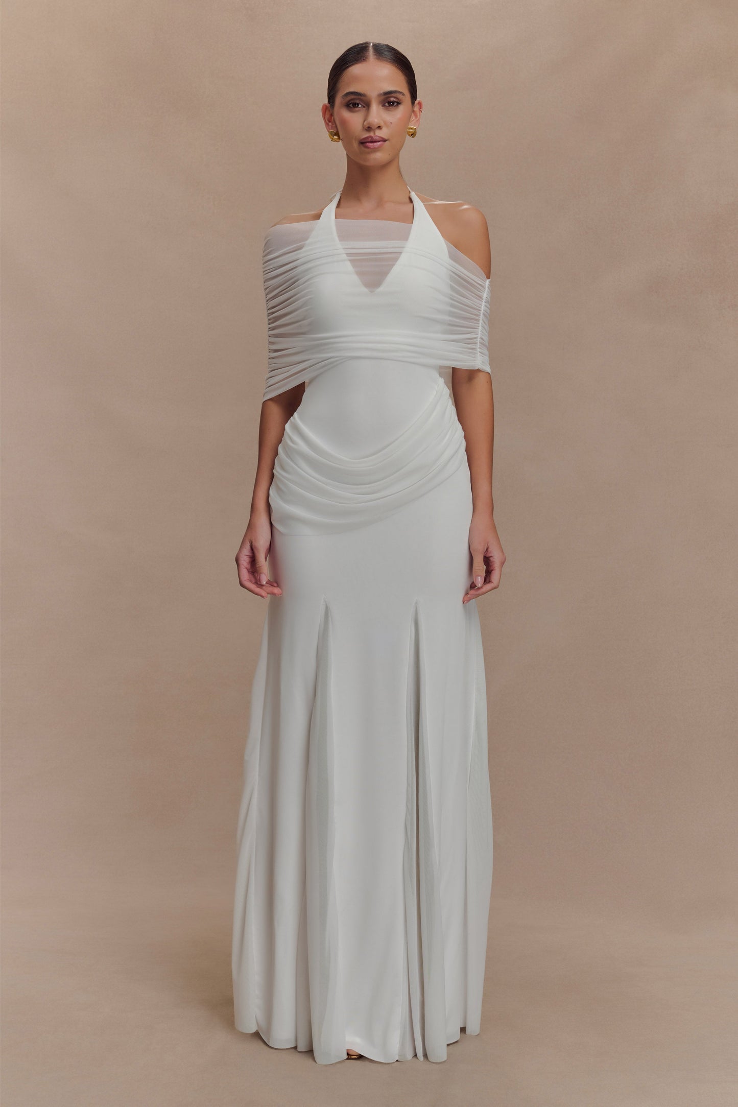 Robe Maxi Gabrielle en Jersey et Maille - Blanc