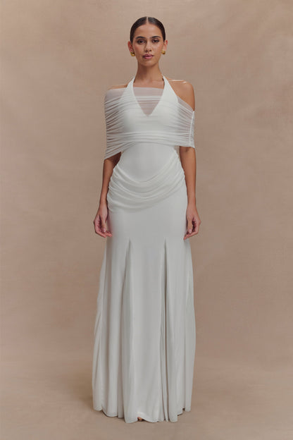 Robe Maxi Gabrielle en Jersey et Maille - Blanc