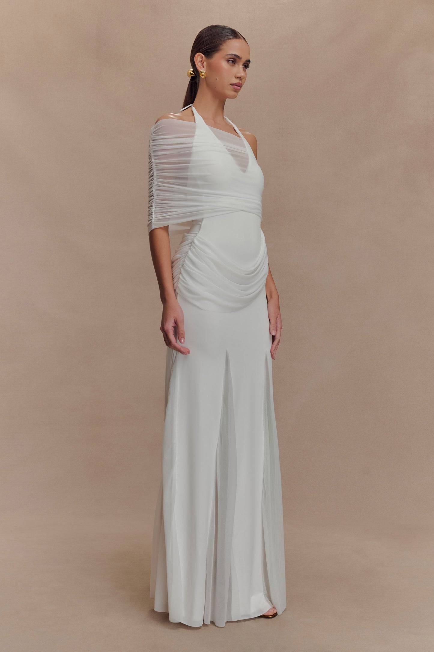 Robe Maxi Gabrielle en Jersey et Maille - Blanc