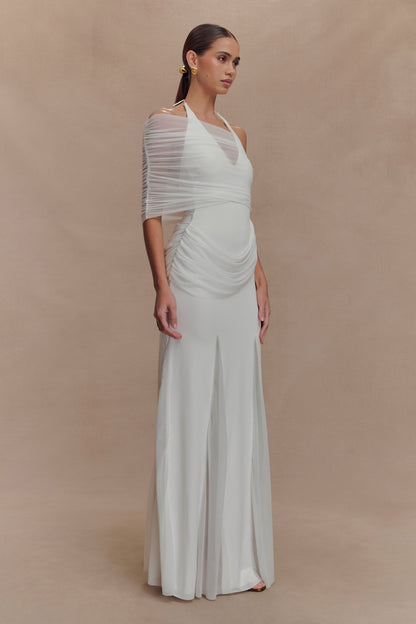 Robe Maxi Gabrielle en Jersey et Maille - Blanc
