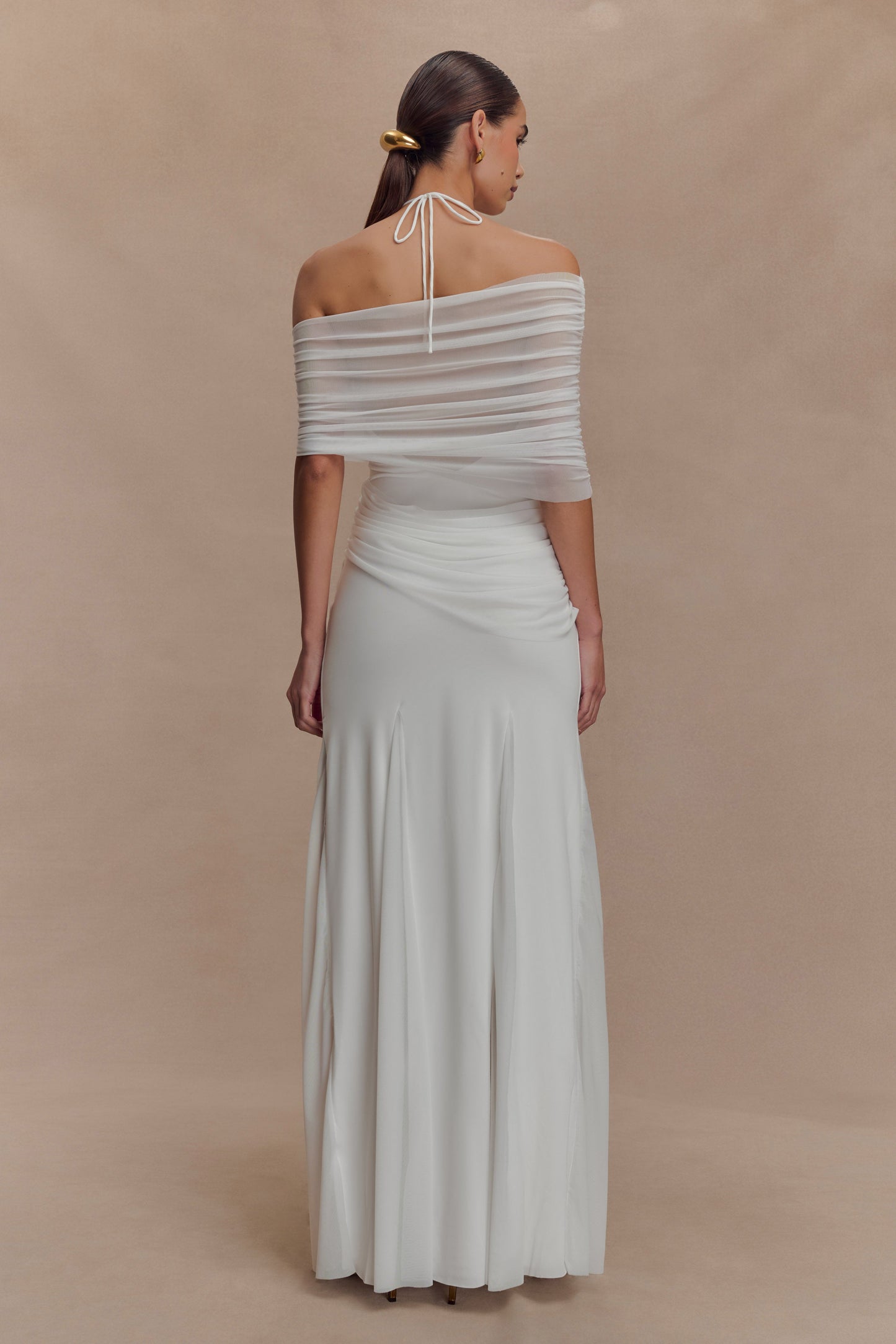 Robe Maxi Gabrielle en Jersey et Maille - Blanc