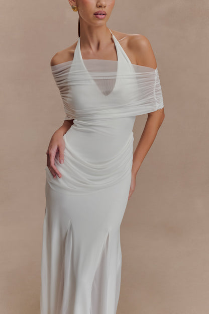 Robe Maxi Gabrielle en Jersey et Maille - Blanc