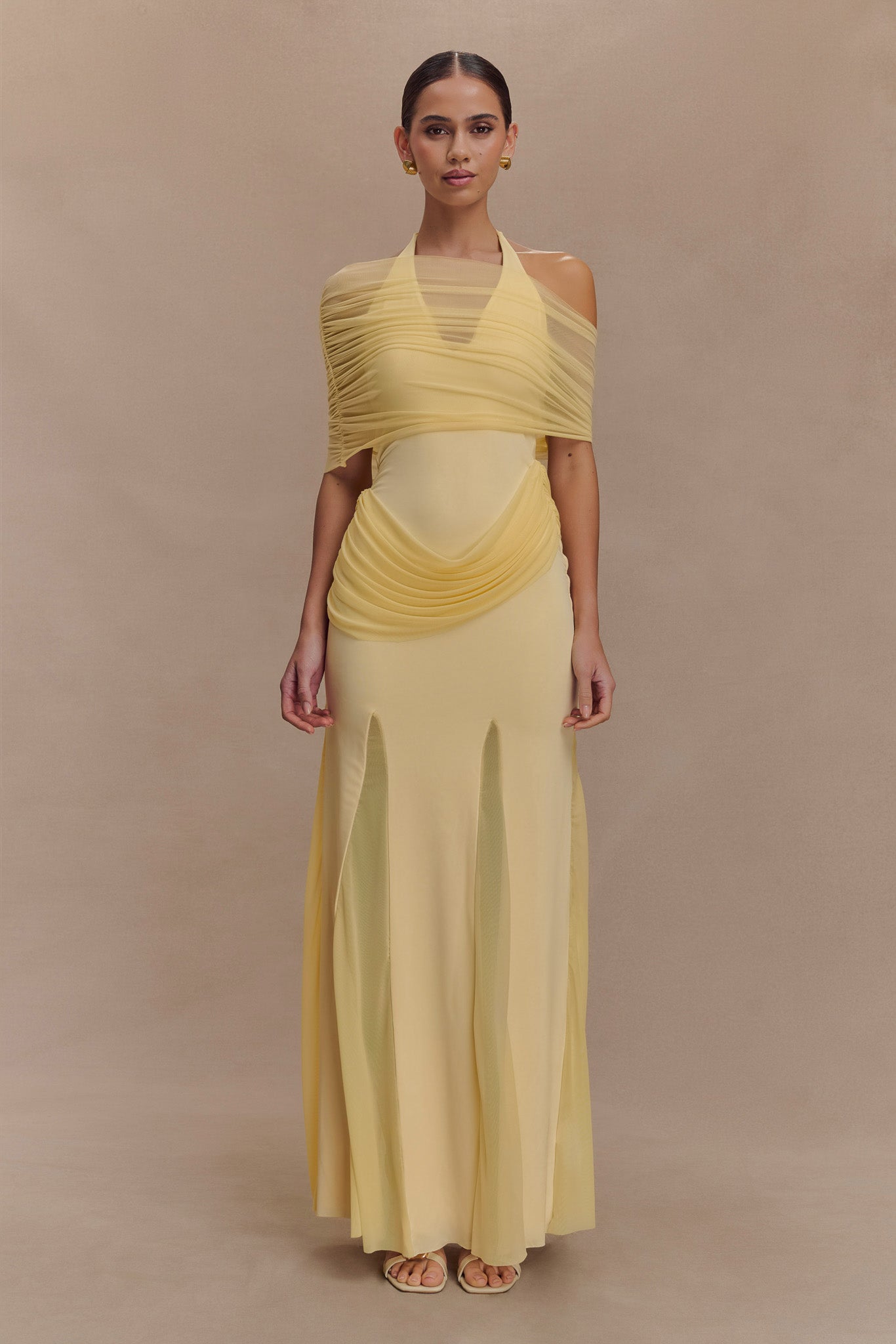 Robe Maxi Gabrielle en Mousseline et Maille - Citron
