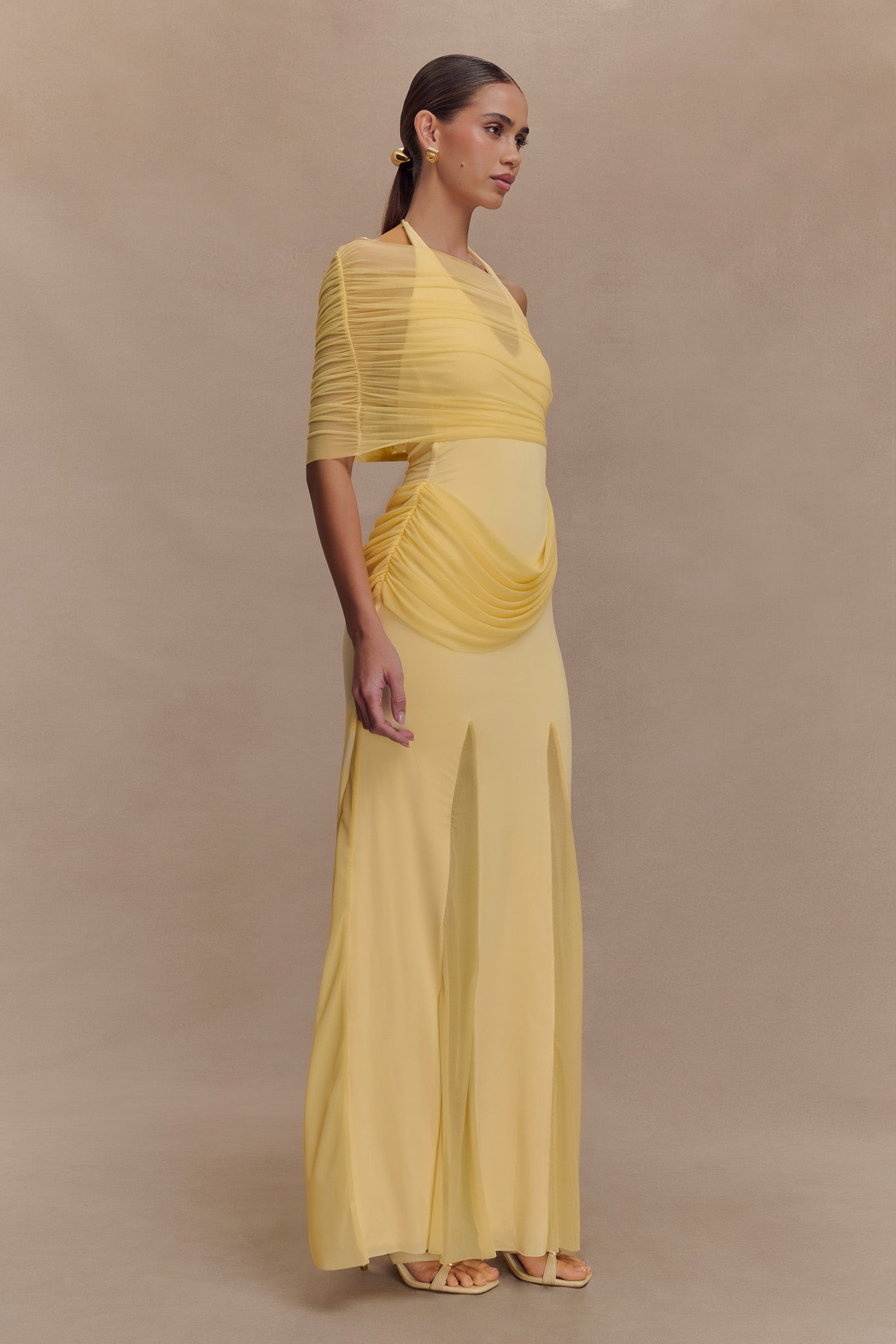 Robe Maxi Gabrielle en Mousseline et Maille - Citron