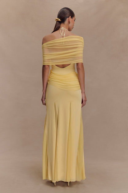Robe Maxi Gabrielle en Mousseline et Maille - Citron